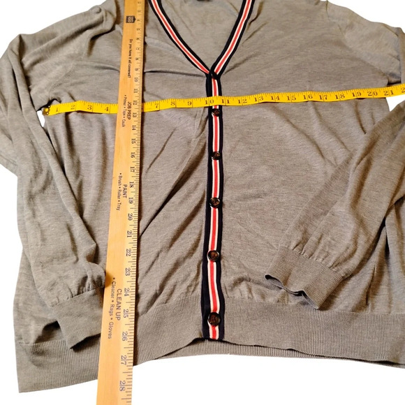 H&M Gray Button Up Silk Blend Cardigan, Large - Picture 4 of 8